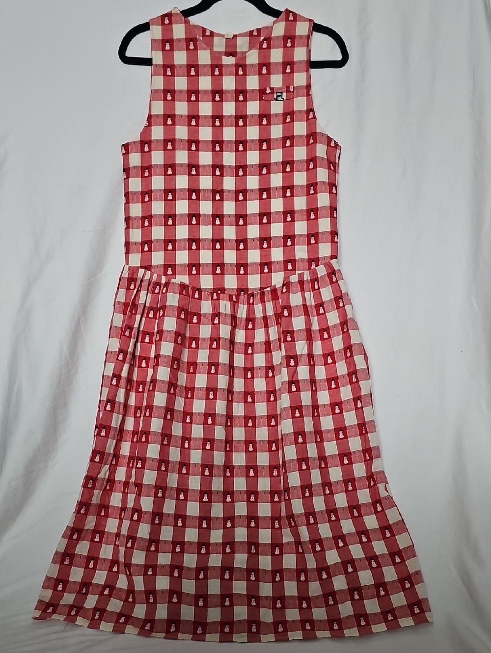Vintage Plaid Snowman Midi Dress